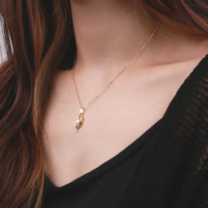 S925 ツイスト ハート ネックレス 金