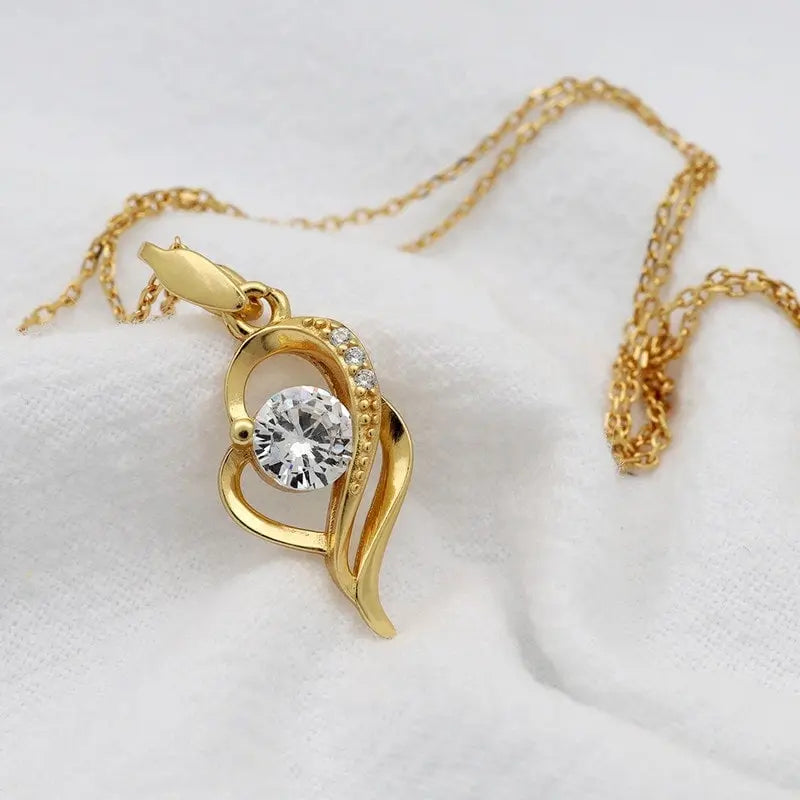 S925 ツイスト ハート ネックレス 金