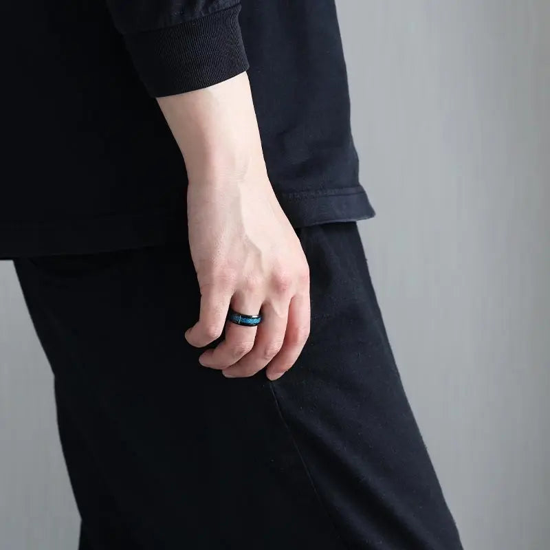 タングステン 鮮やかなブルーグリッターリング