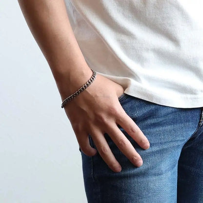 純チタン製 丸みのある喜平チェーンブレスレット 2サイズ