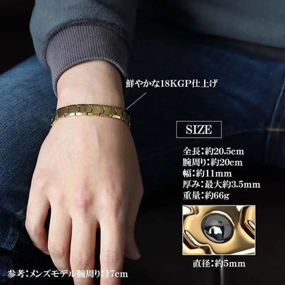 タングステン 磁気ブレスレット ヘマタイトビーズ付き