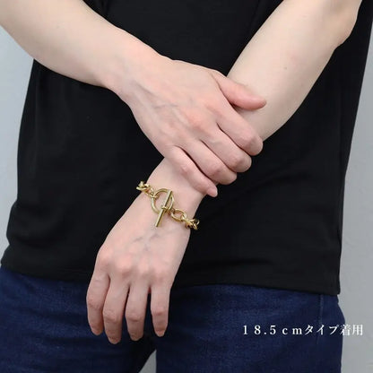 ステンレス ごつめの小豆チェーンを採用したマンテルブレスレット。2サイズ