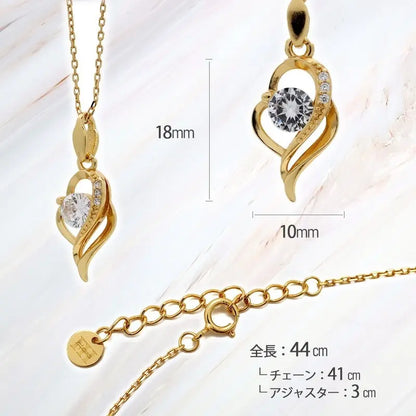 S925 ツイスト ハート ネックレス 金