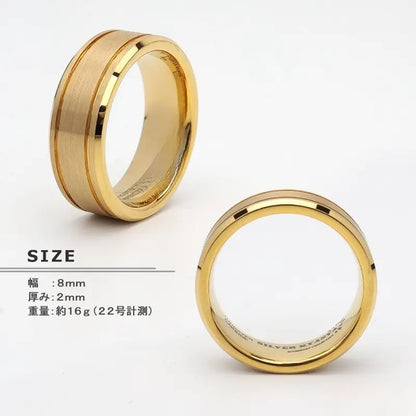 タングステン ラインリング ゴールド