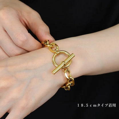 ステンレス ごつめの小豆チェーンを採用したマンテルブレスレット。2サイズ