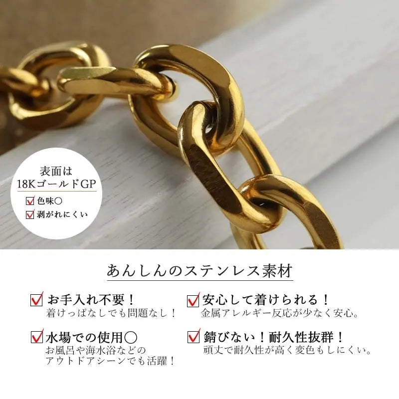 ステンレス ごつめの小豆チェーンを採用したマンテルブレスレット。2サイズ