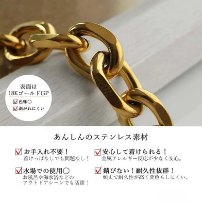 ステンレス ごつめの小豆チェーンを採用したマンテルブレスレット。2サイズ