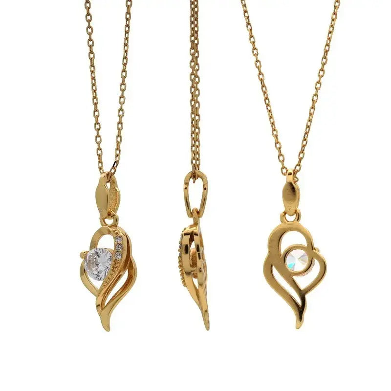 S925 ツイスト ハート ネックレス 金