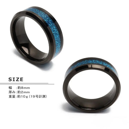 タングステン 鮮やかなブルーグリッターリング