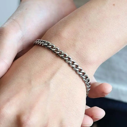 純チタン製 丸みのある喜平チェーンブレスレット 2サイズ