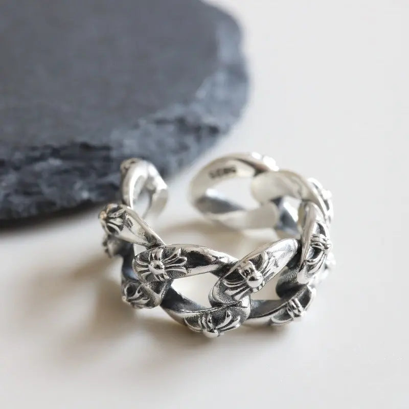 シルバー925 立体クロスのリング