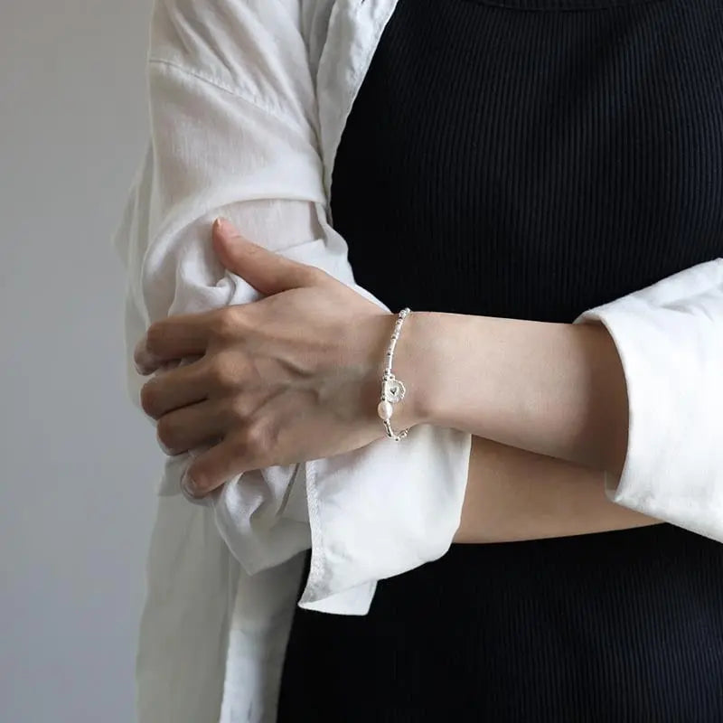 S925 パールブレスレット ハートマーク