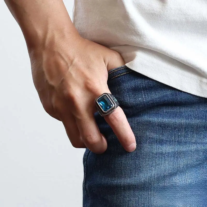 ステンレス 存在感抜群！大粒のジルコニアリング