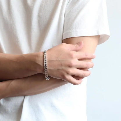 シルバー925 なめらかな喜平チェーンブレスレット 幅8mm