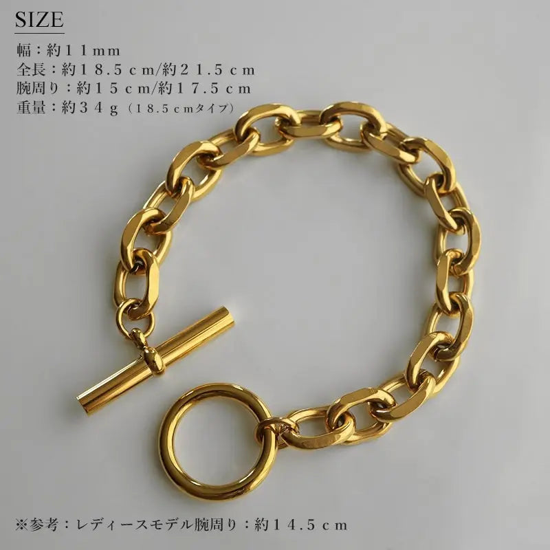 ステンレス ごつめの小豆チェーンを採用したマンテルブレスレット。2サイズ