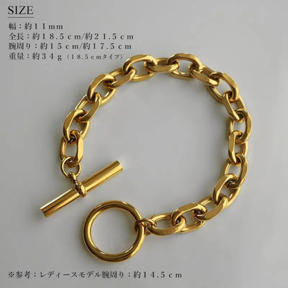 ステンレス ごつめの小豆チェーンを採用したマンテルブレスレット。2サイズ