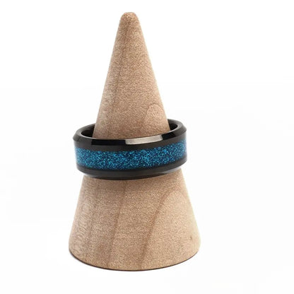 タングステン 鮮やかなブルーグリッターリング